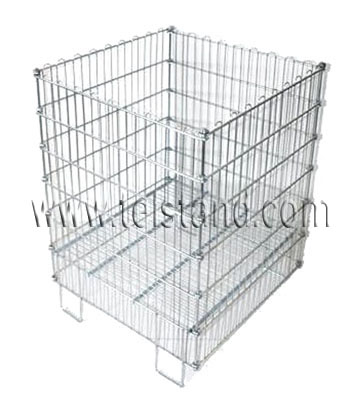 Folding wire container basket